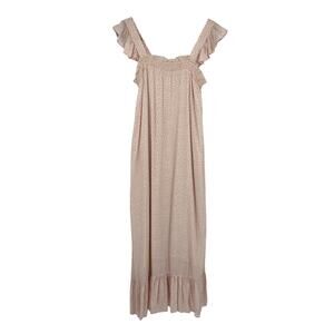 Sadie & Sage Polka Dot Milkmaid Maxi Dress Sz S Boho Cottagecore Ruffle Prairie